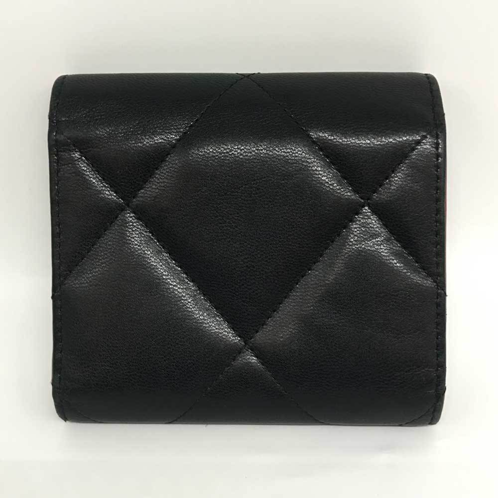 Chanel Small Flap Wallet Coco Mark Lambskin CHANEL Stitch Black Noir - Picture 2 of 5